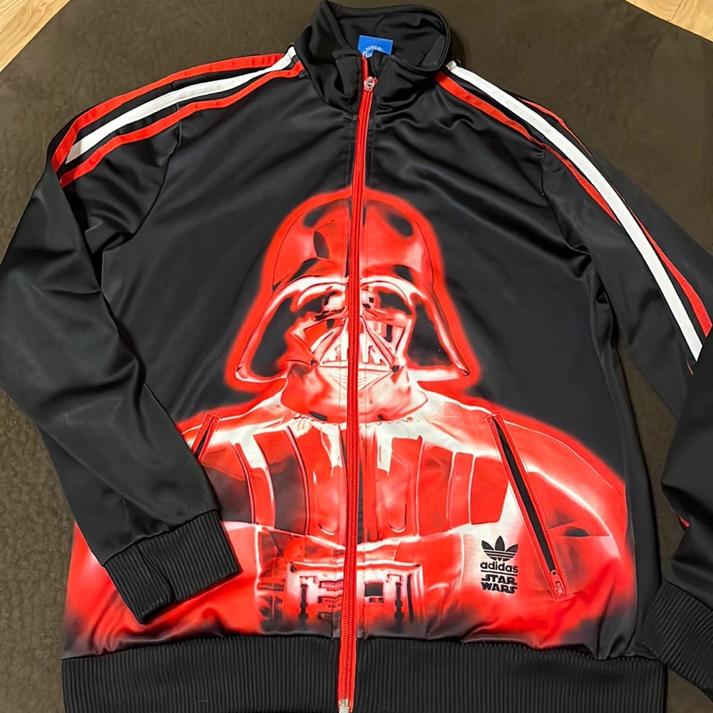 Adidas three stripe Star Wars Darth Vader jacket kids Size large or XL.